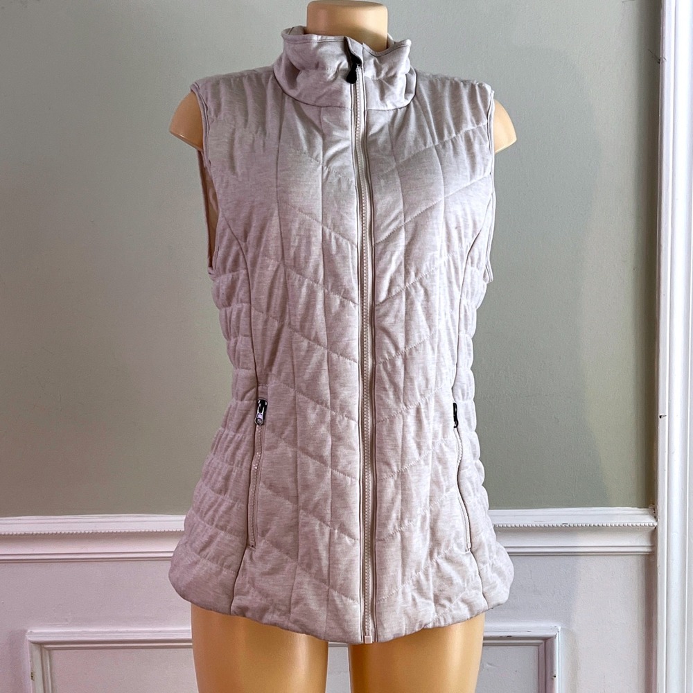 Bagatelle Quilted Puffer Vest Large Women‎ Mock Neck Full Zip Gray Gorpcore